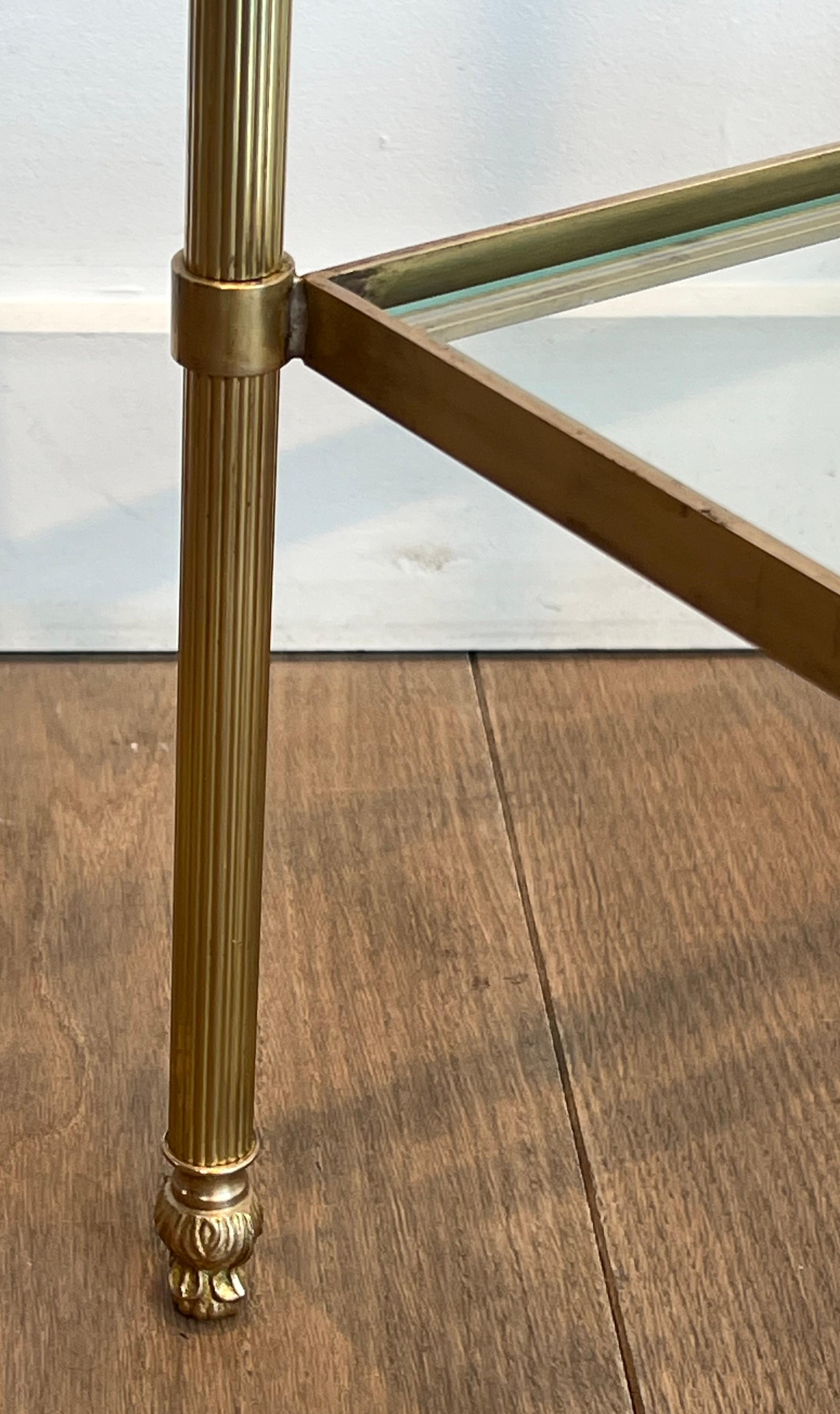 Pair of Brass Side Tables Attributed to Maison Jansen For Sale 3