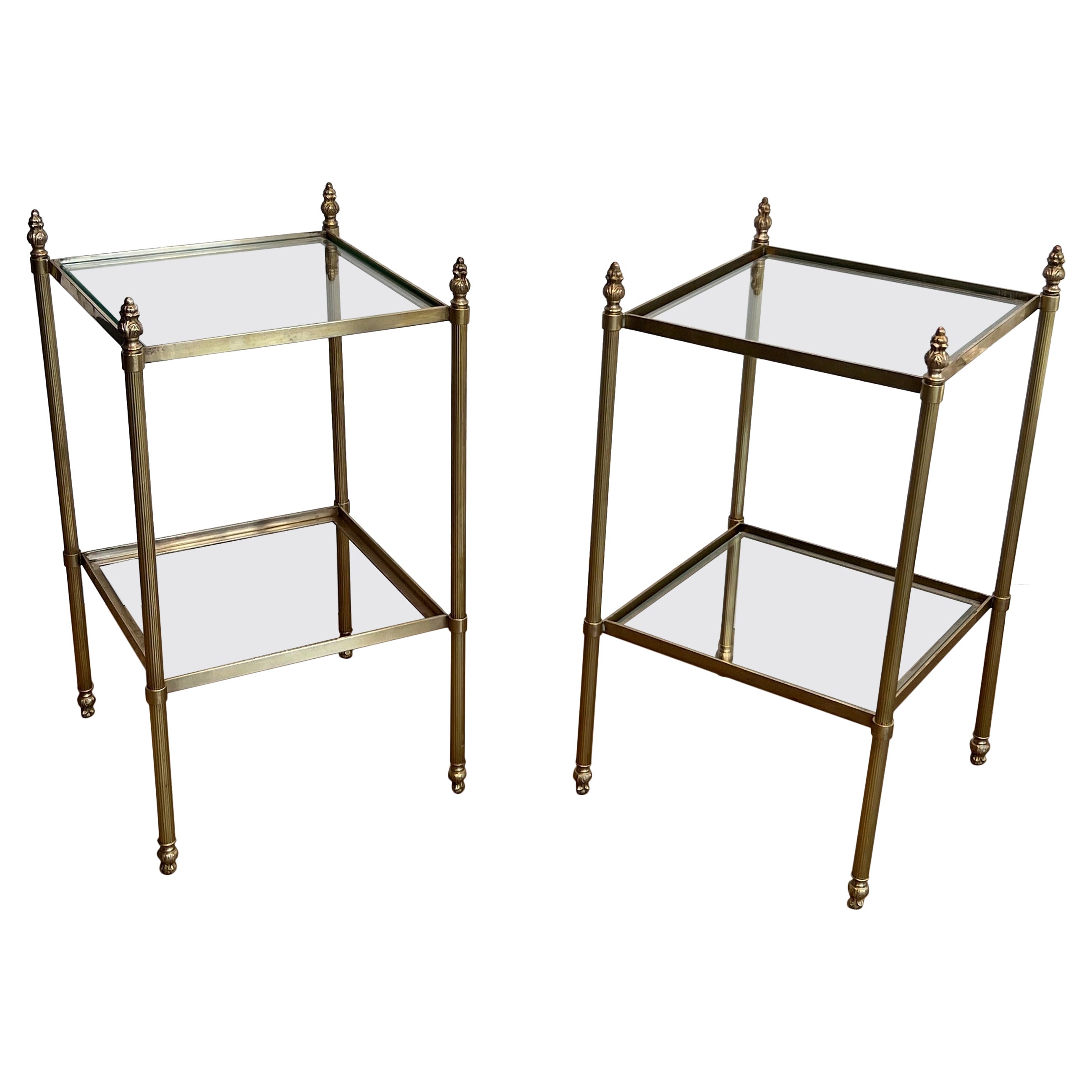 Pair of Brass Side Tables Attributed to Maison Jansen