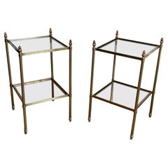 Pair of Brass Side Tables Attributed to Maison Jansen