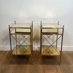 Pair of Neoclassical Style Brass Side Tables by Maison Jansen