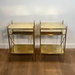 Pair of Neoclassical Style Brass Side Tables by Maison Jansen