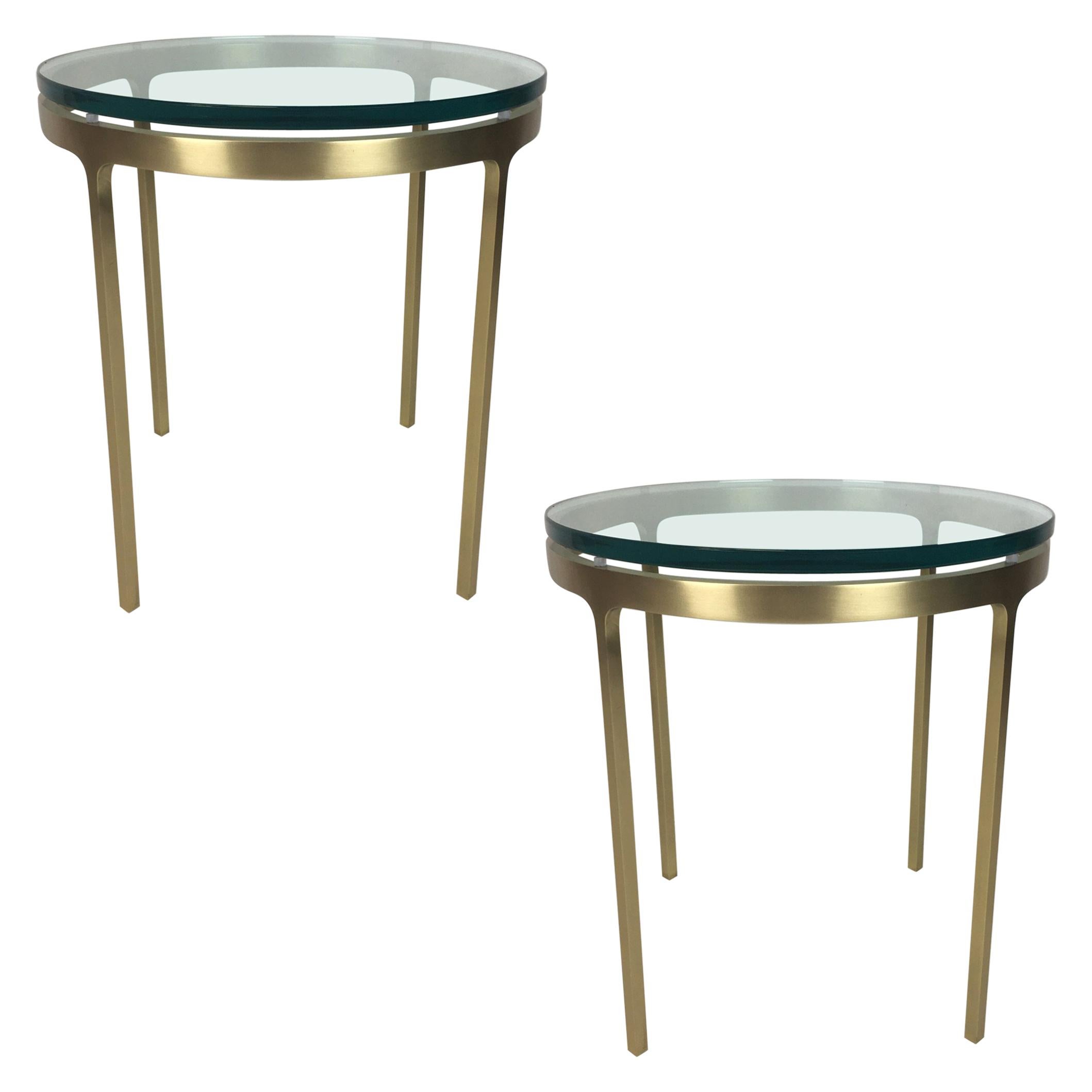 Pair of Brass Side Tables by Nicos Zographos