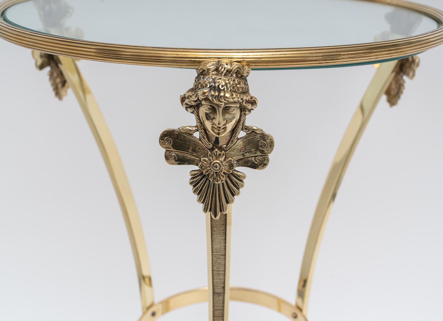 French Pair of Brass Side Tables