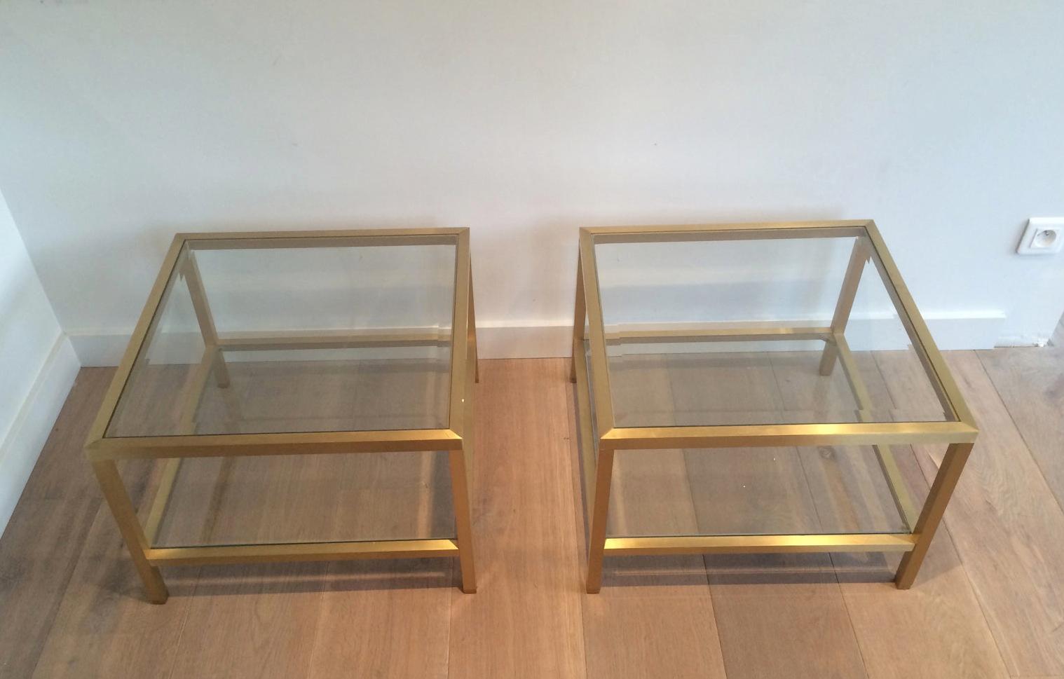 Pair of Brass Side Tables, French, circa 1960 9