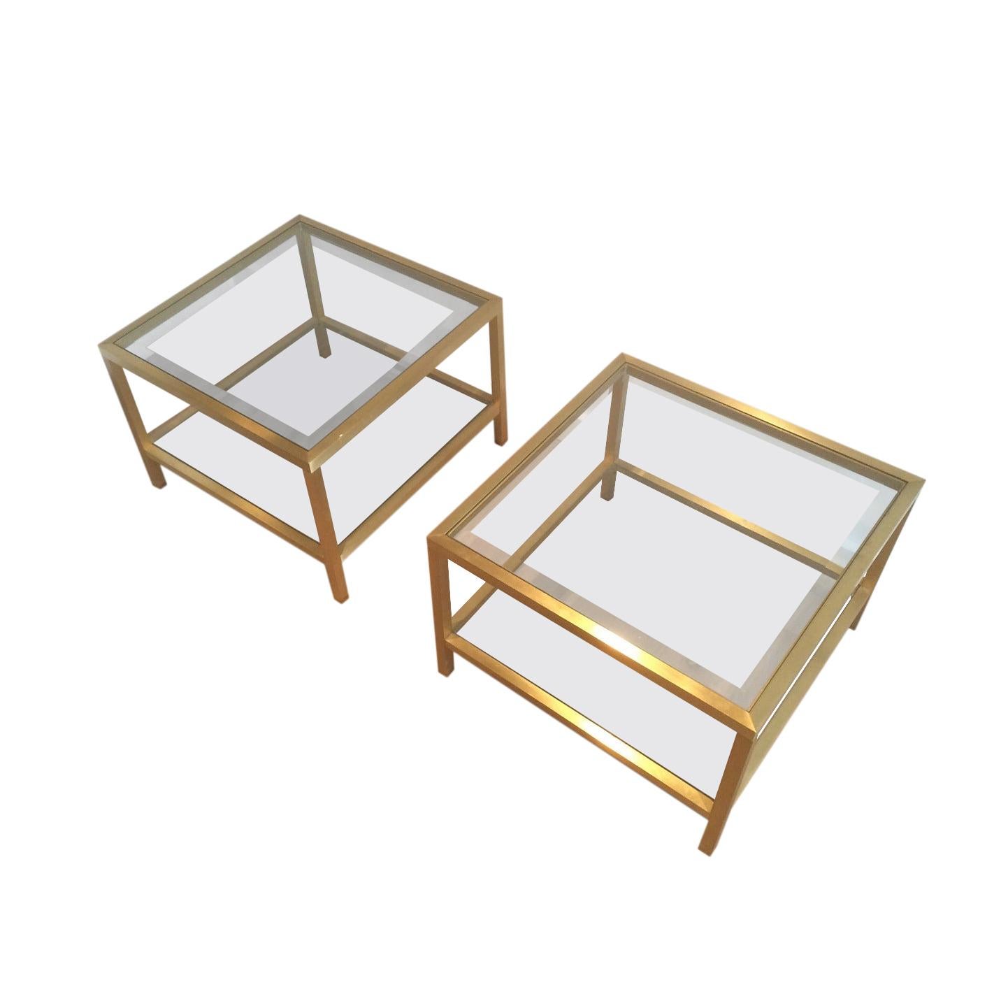 Pair of Brass Side Tables, French, circa 1960