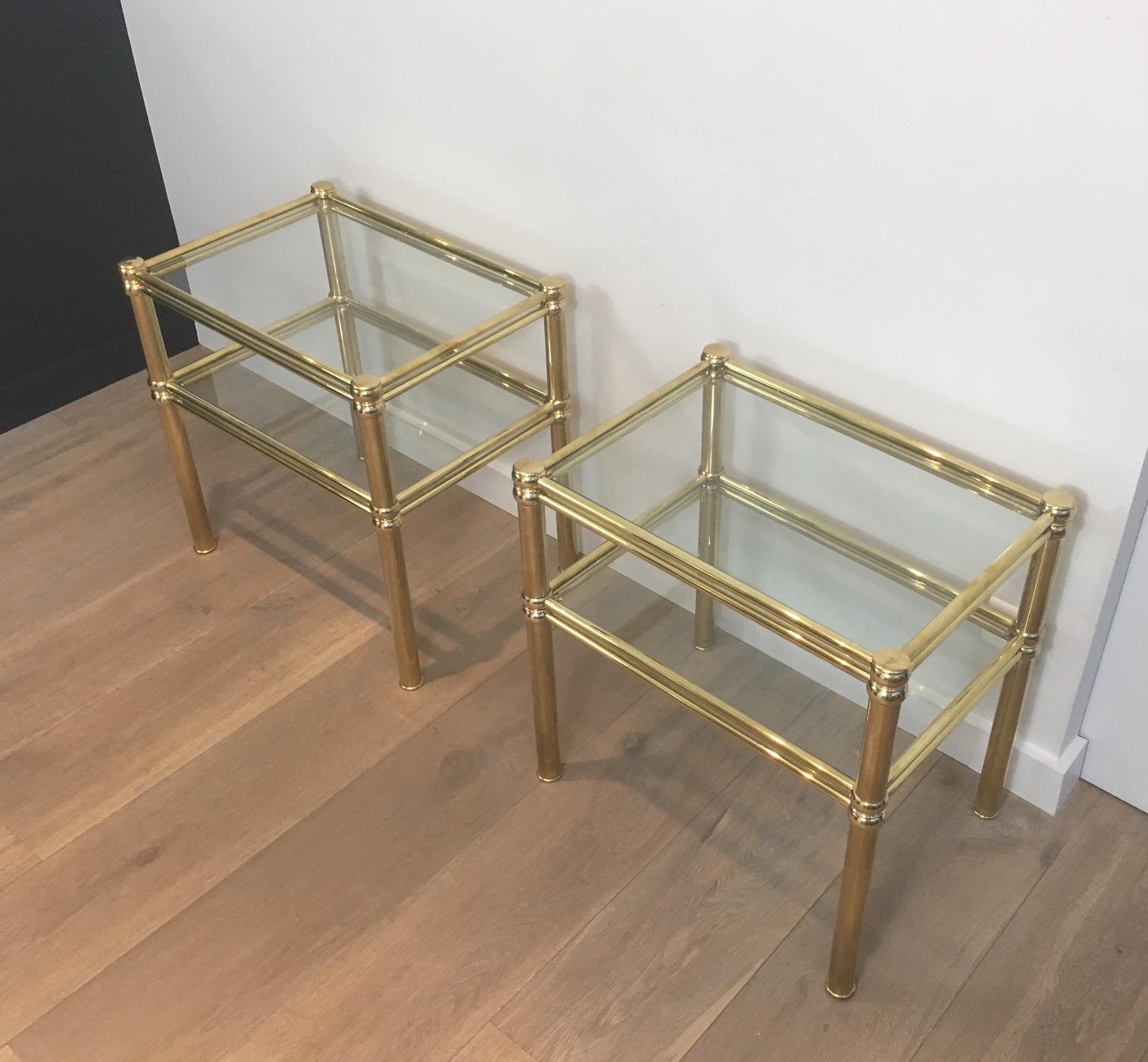Pair of Brass Side Tables, French, circa 1970 9