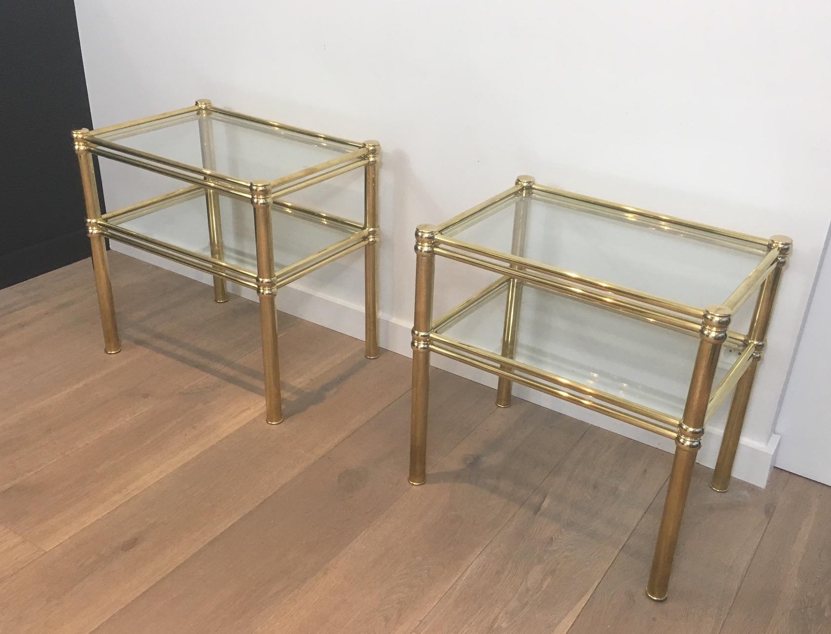 Pair of Brass Side Tables, French, circa 1970 10