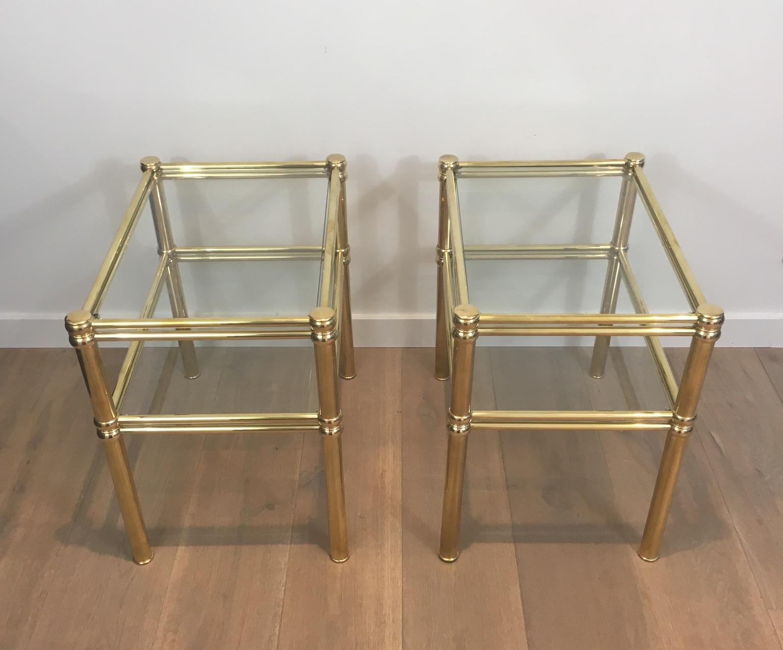 Pair of Brass Side Tables, French, circa 1970 11