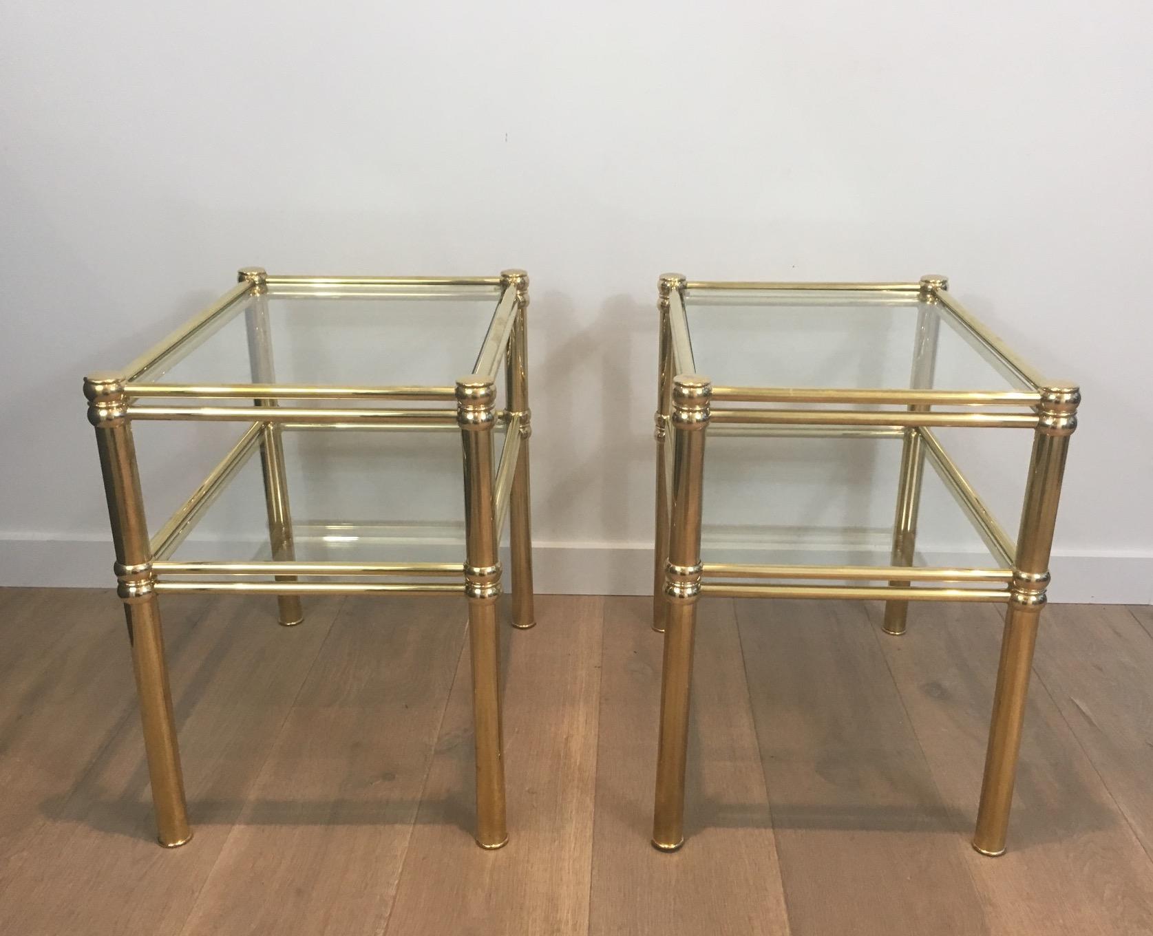 Pair of Brass Side Tables, French, circa 1970 12