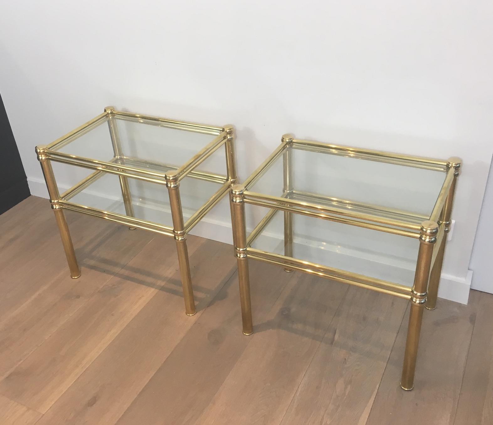 Pair of Brass Side Tables, French, circa 1970 13