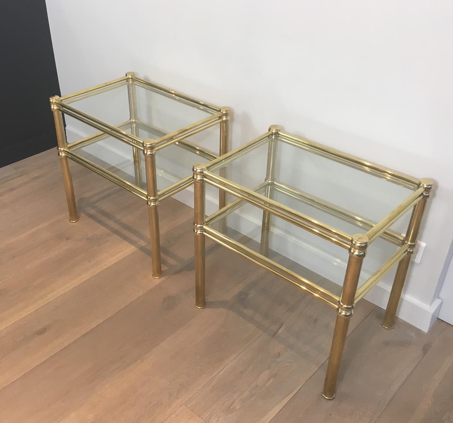 Pair of Brass Side Tables, French, circa 1970 14