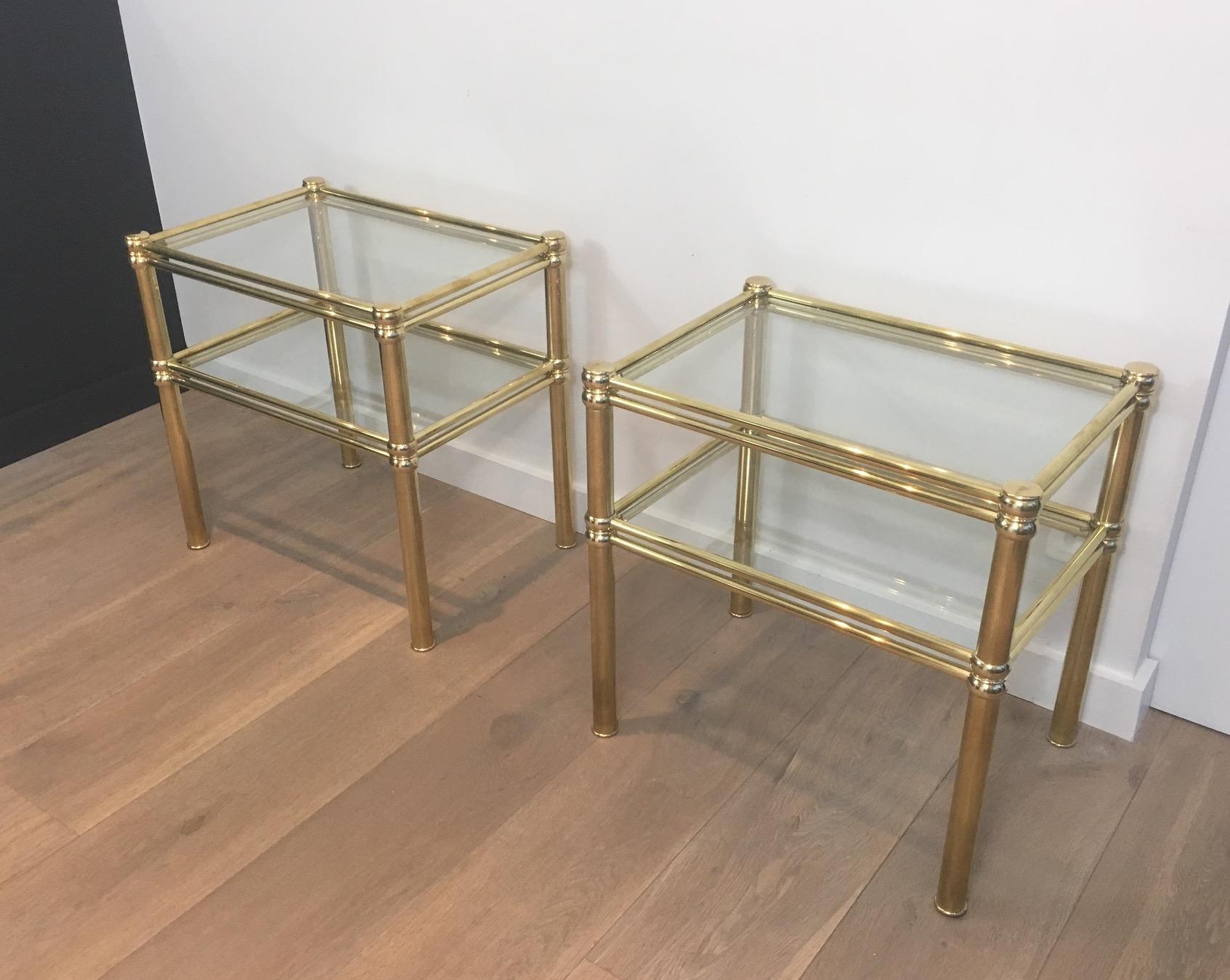 Pair of Brass Side Tables, French, circa 1970 15