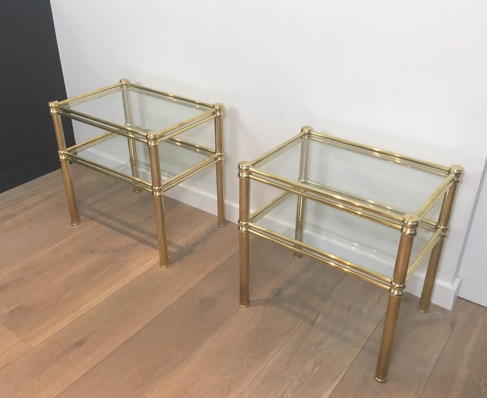 Pair of Brass Side Tables, French, circa 1970 1
