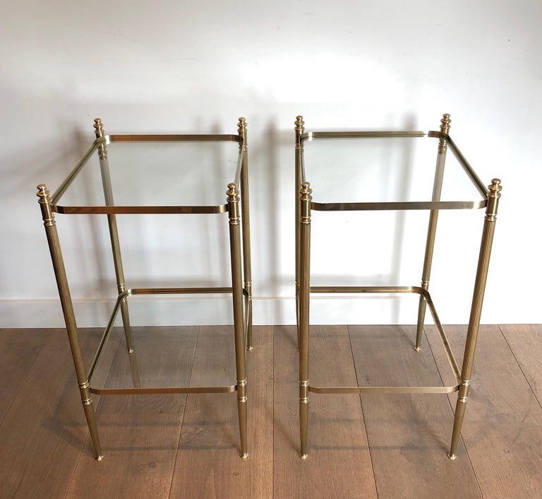 Pair of Brass Side Tables in the Style of Maison Jansen For Sale 5