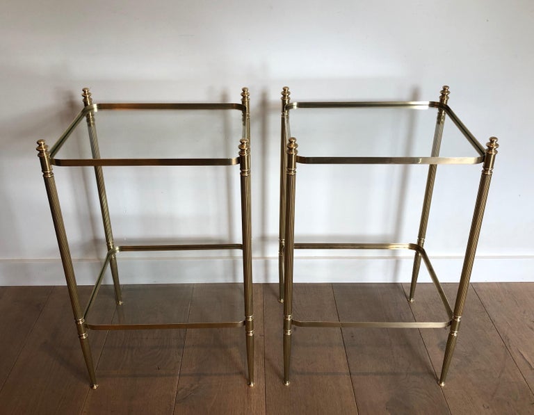 Pair of Brass Side Tables in the Style of Maison Jansen For Sale 6