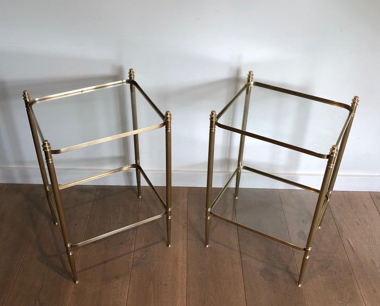 Pair of Brass Side Tables in the Style of Maison Jansen For Sale 7