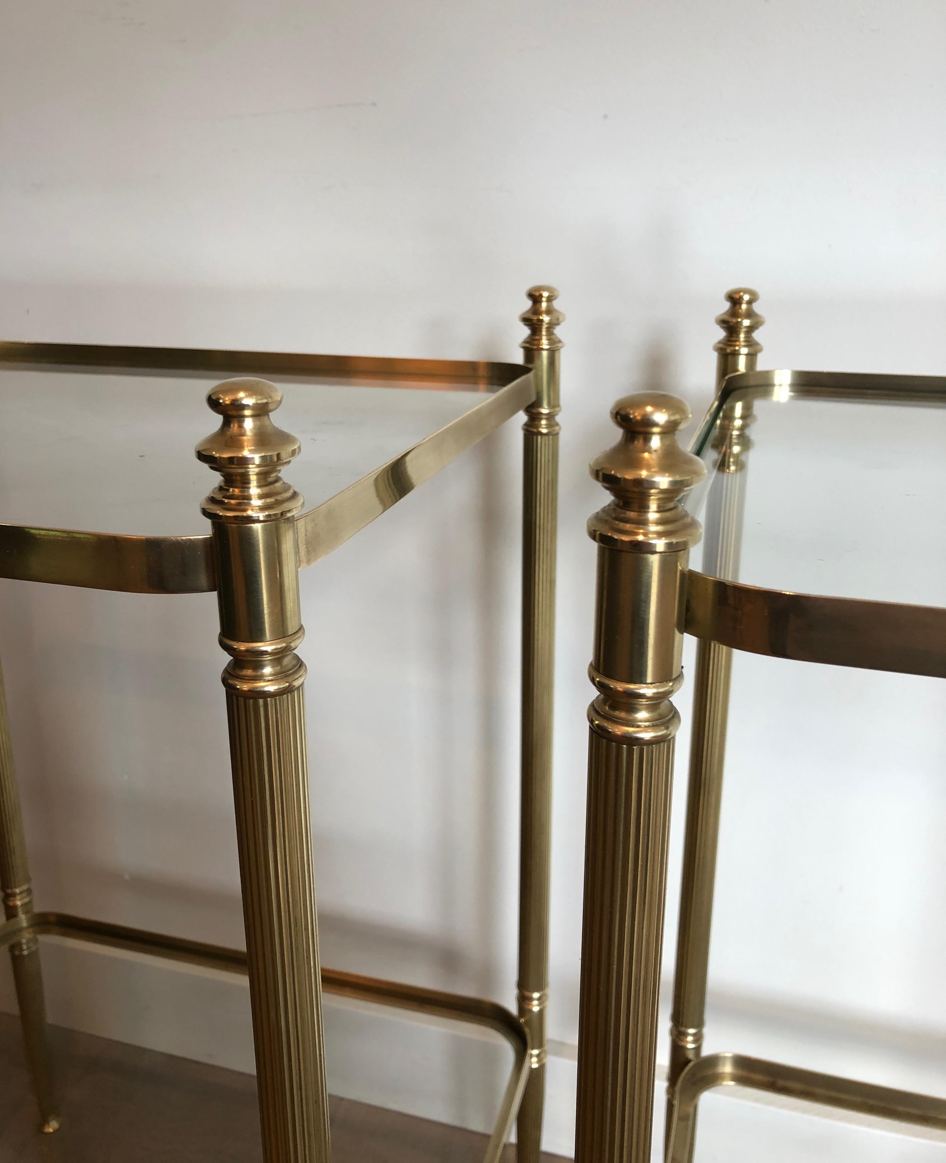 Pair of Brass Side Tables in the Style of Maison Jansen For Sale 9