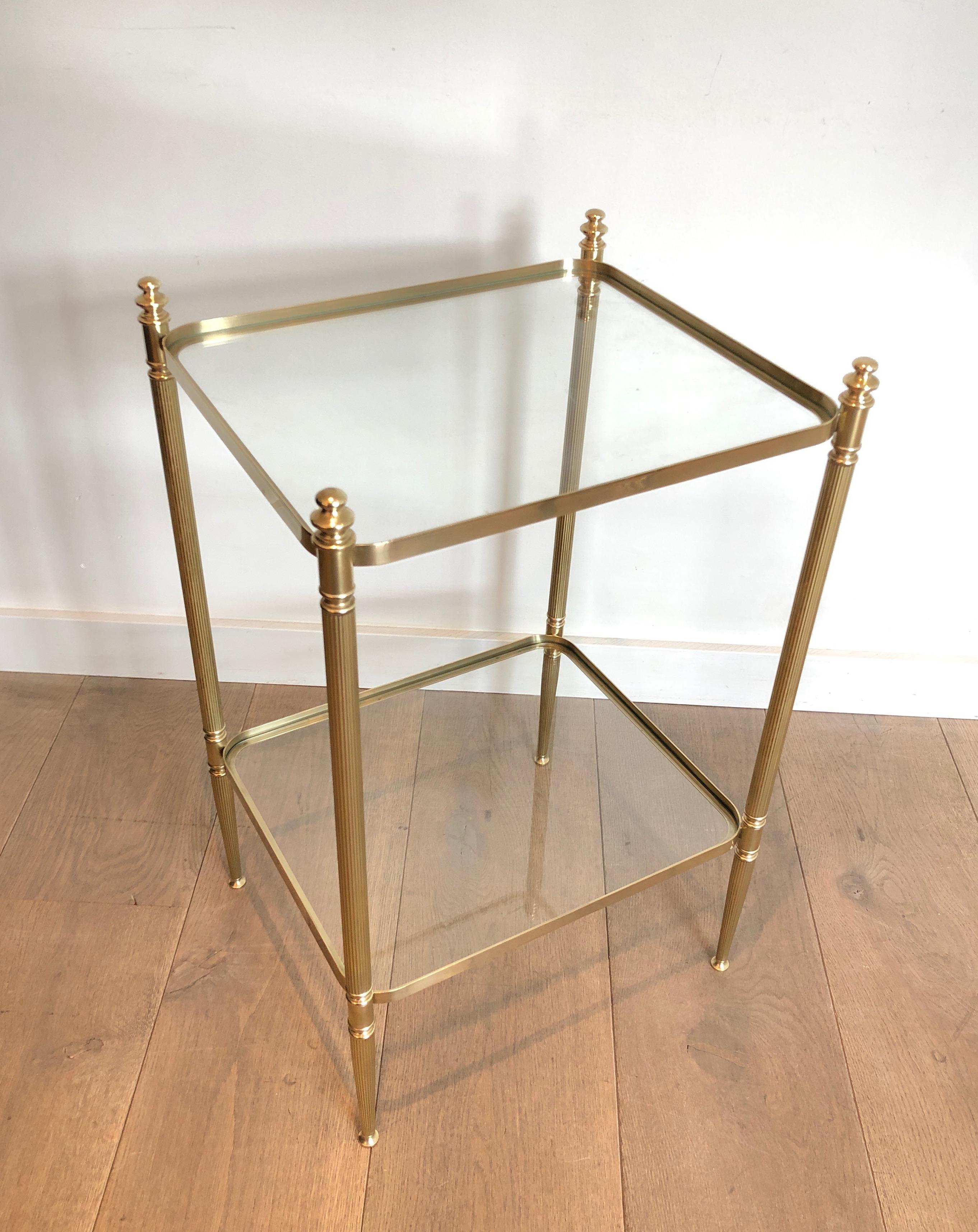 Neoclassical Pair of Brass Side Tables in the Style of Maison Jansen