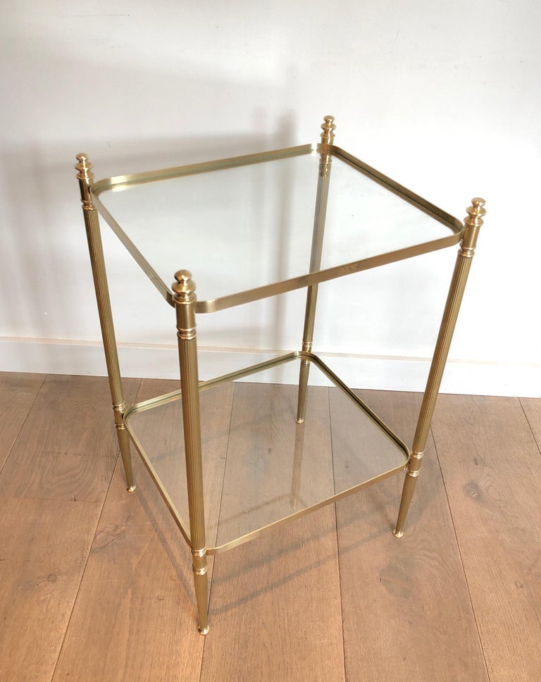 Neoclassical Pair of Brass Side Tables in the Style of Maison Jansen For Sale