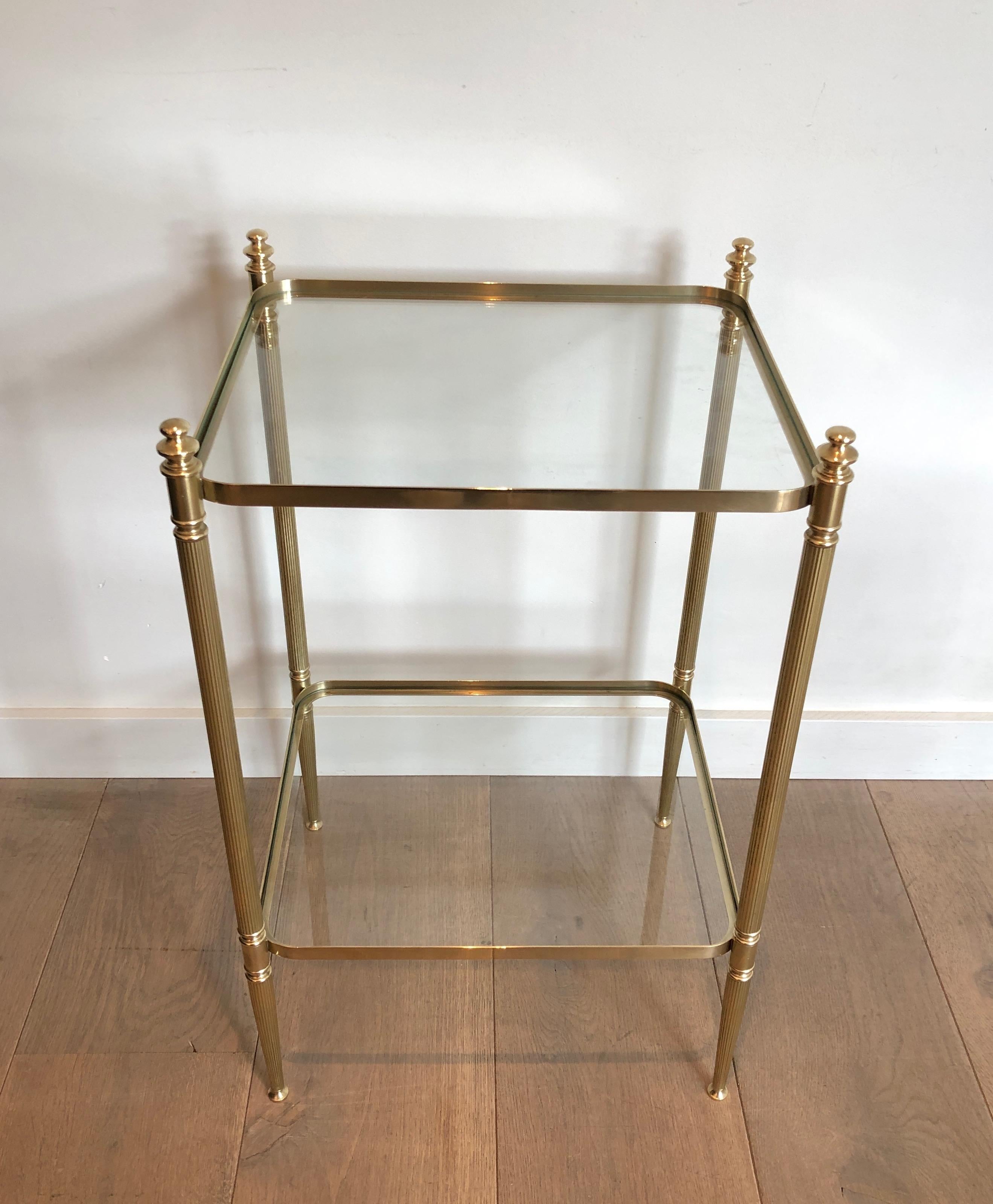French Pair of Brass Side Tables in the Style of Maison Jansen