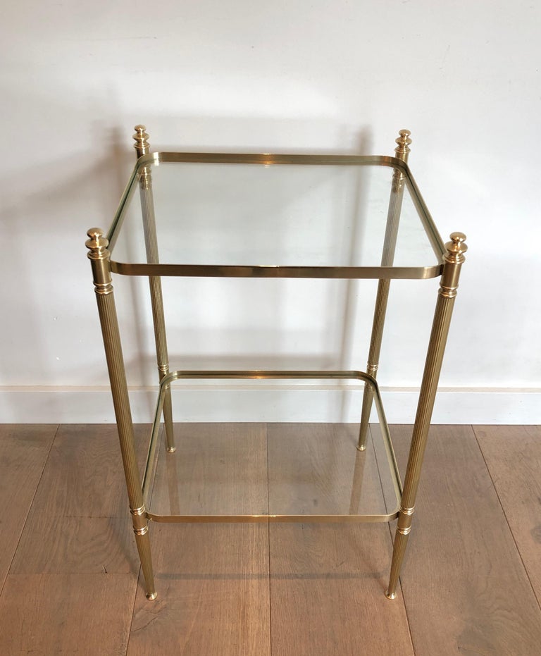 French Pair of Brass Side Tables in the Style of Maison Jansen For Sale