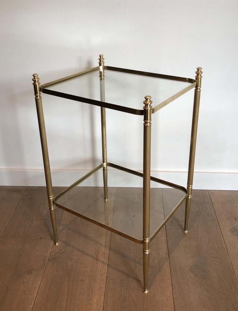 Pair of Brass Side Tables in the Style of Maison Jansen In Good Condition For Sale In Marcq-en-Barœul, Hauts-de-France