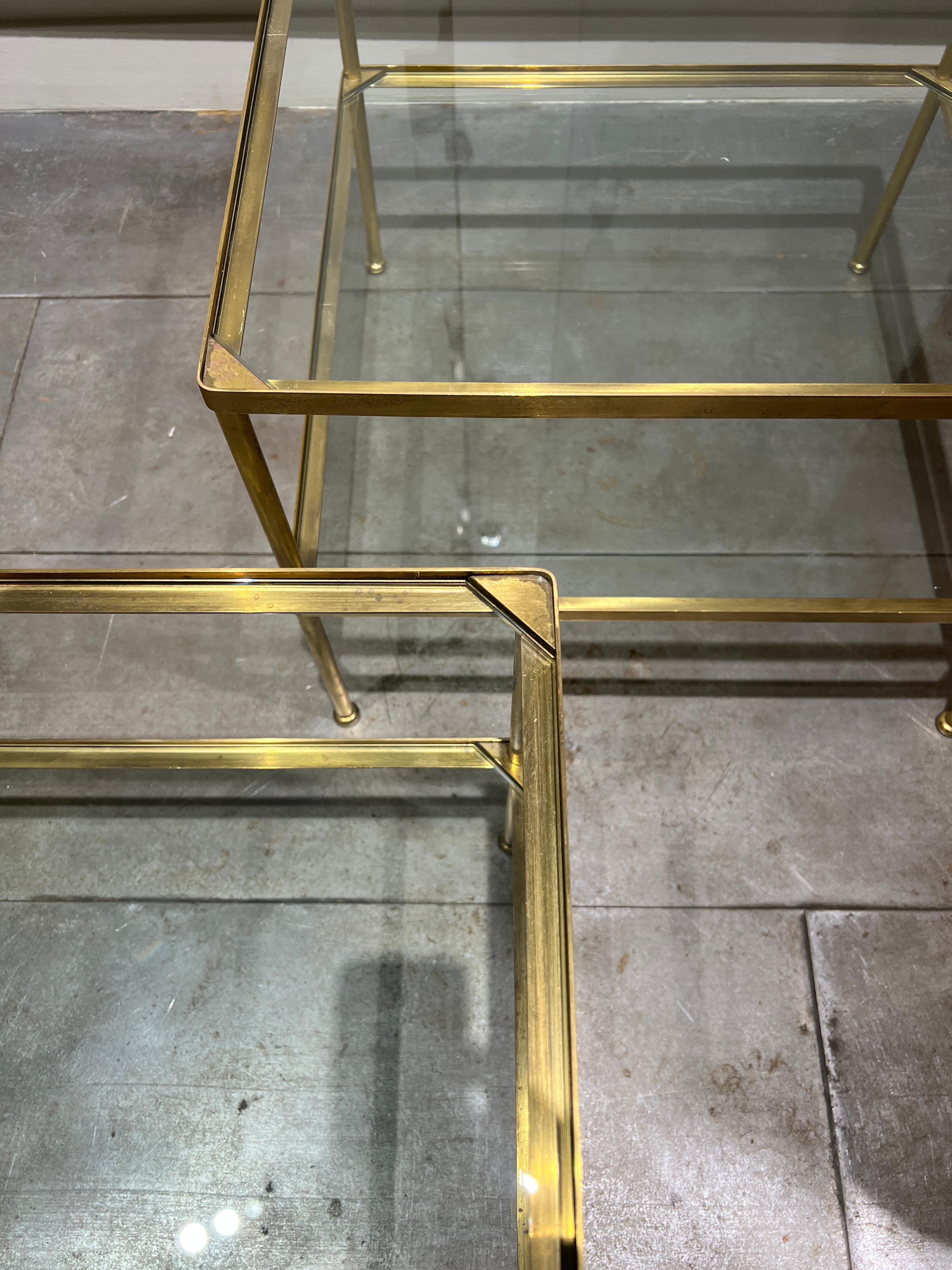 Pair of Brass Side Tables Italy 1970 For Sale 1