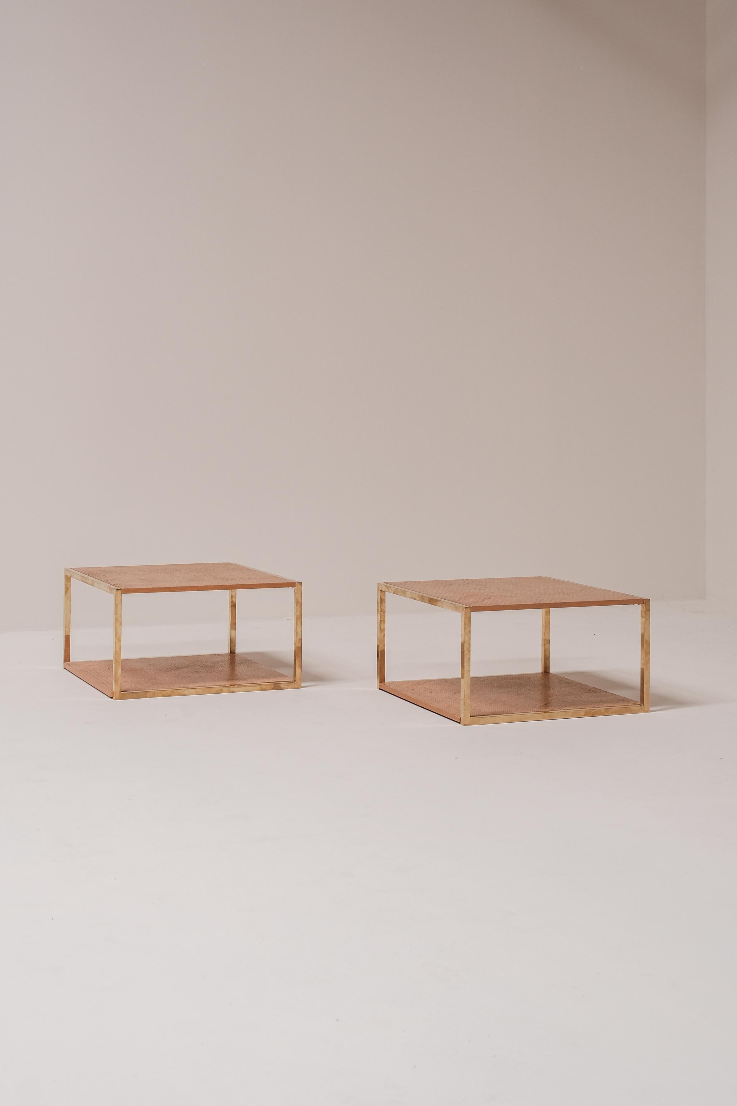 Paire de tables d'appoint en laiton Italie 1970 en vente 2