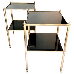 Pair of Brass Side Tables, Maison Jansen Style