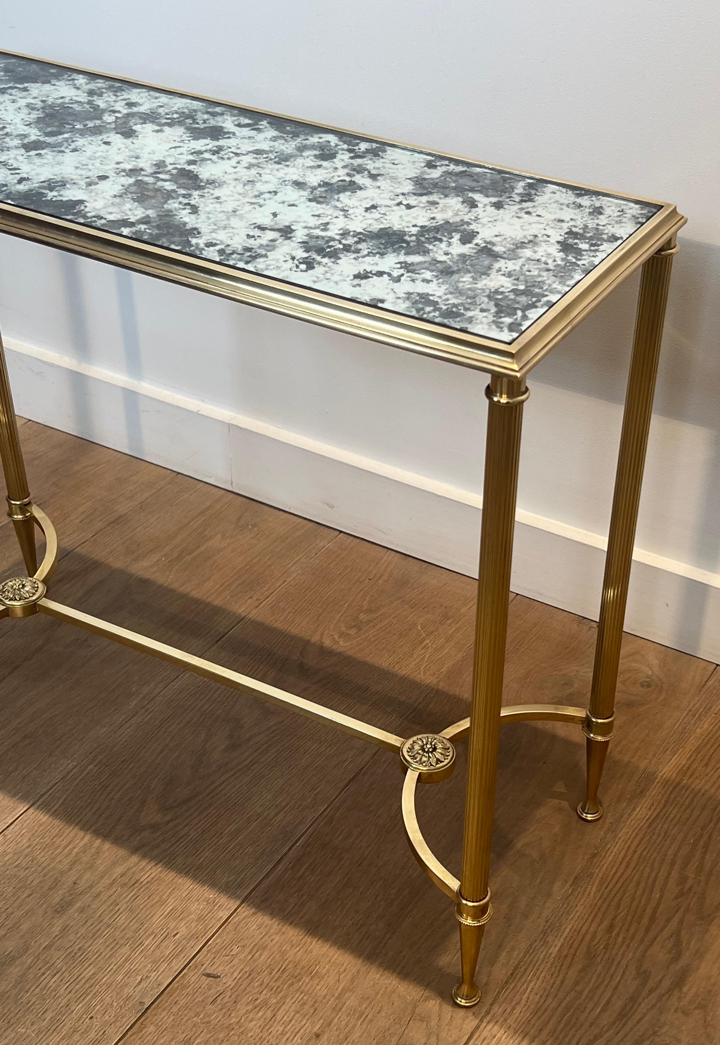 Pair of Brass Side Tables with Oxidized Mirror Tops by Maison Baguès en vente 6