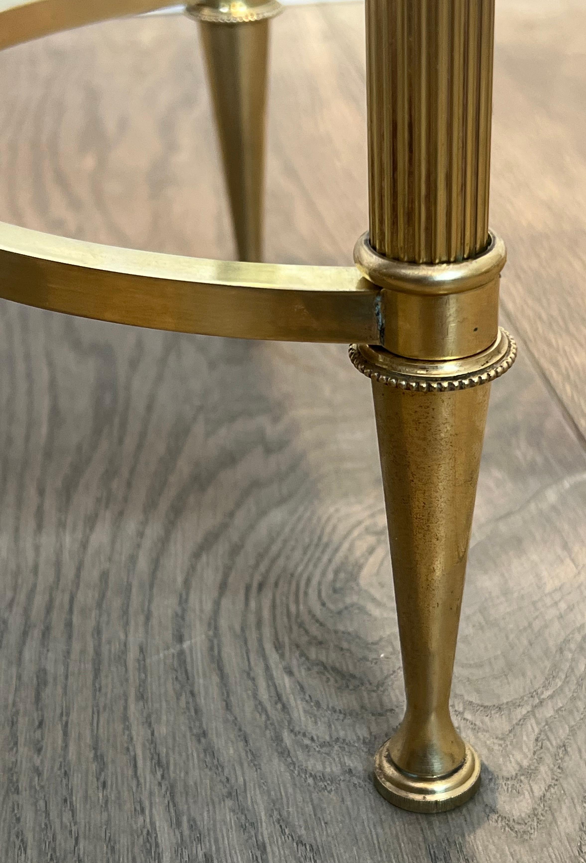 Pair of Brass Side Tables with Oxidized Mirror Tops by Maison Baguès en vente 12