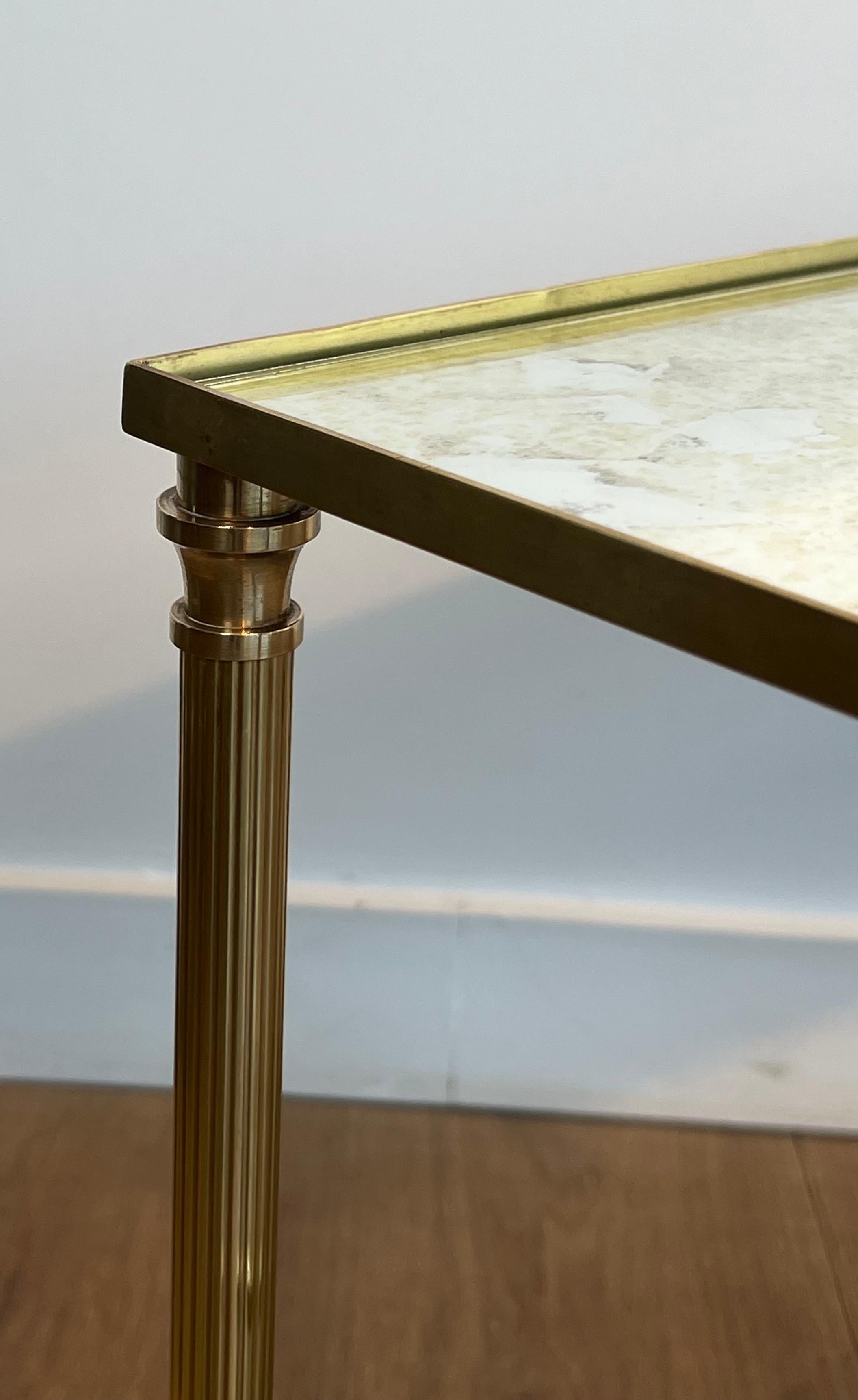 Coppia di tavolini in ottone con piani in specchio ossidato di Maison Jansen in vendita 9