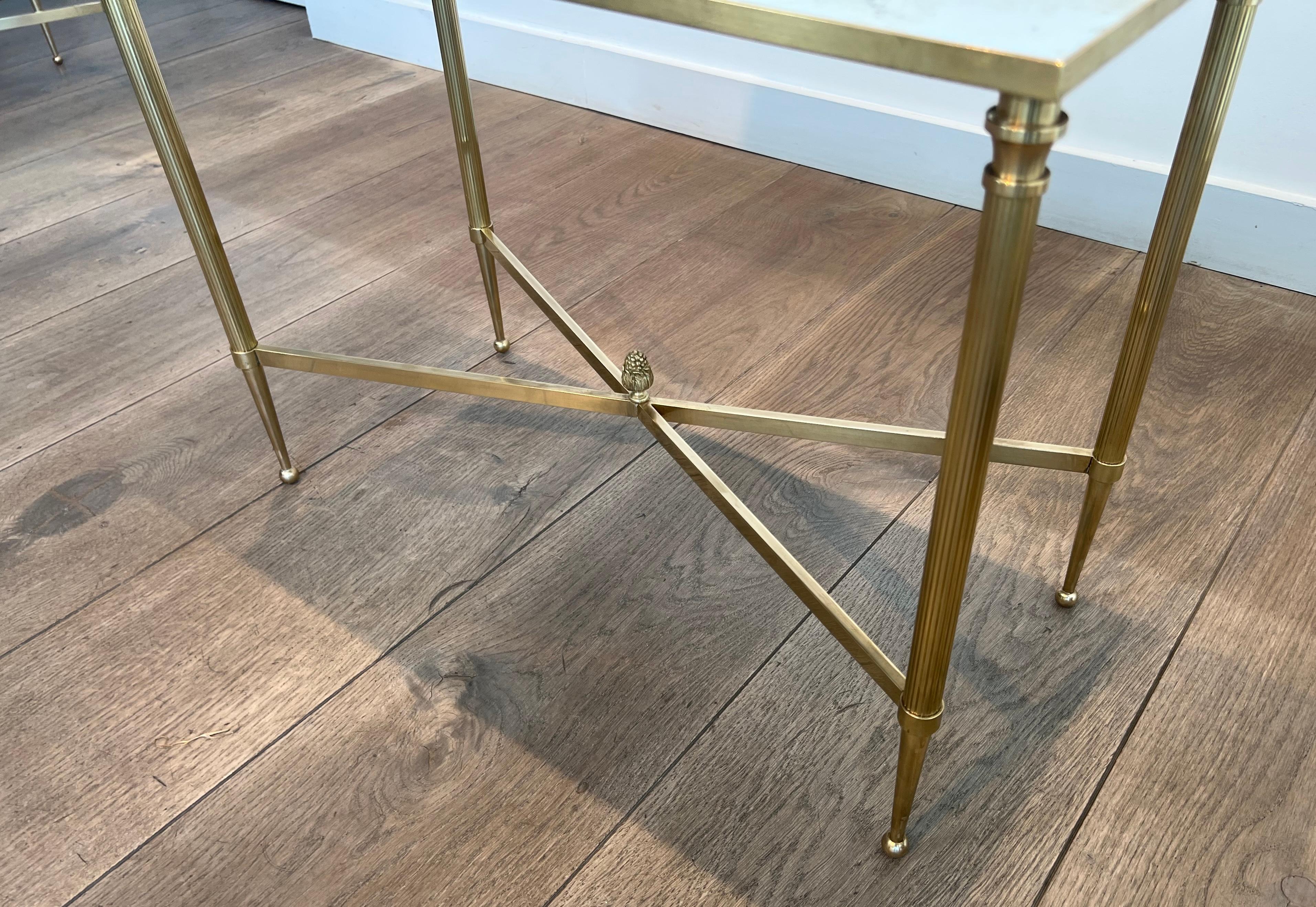Coppia di tavolini in ottone con piani in specchio ossidato di Maison Jansen in vendita 11