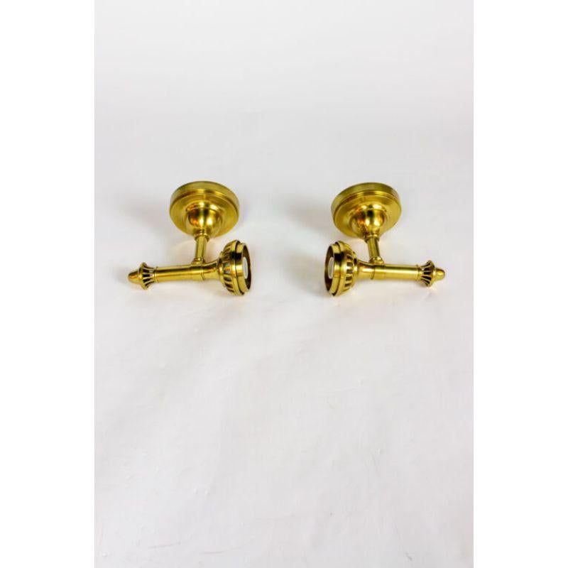 American Classical Pair of Brass Single Arm Argand Sconces with Beautiful Cut Glass Shades For Sale