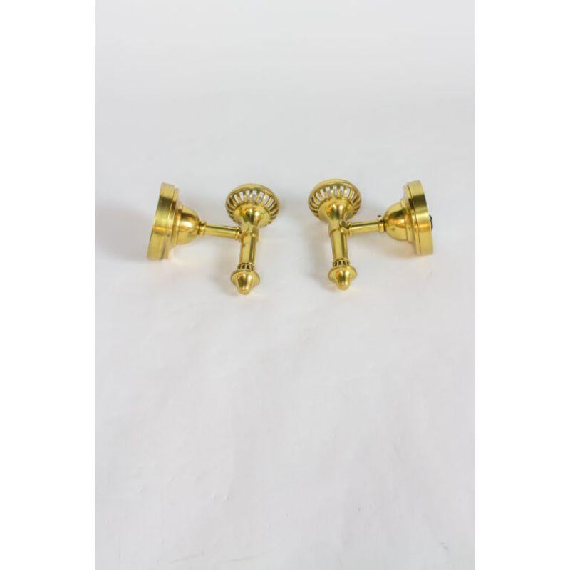 Pair of Brass Single Arm Argand Sconces with Beautiful Cut Glass Shades For Sale 1