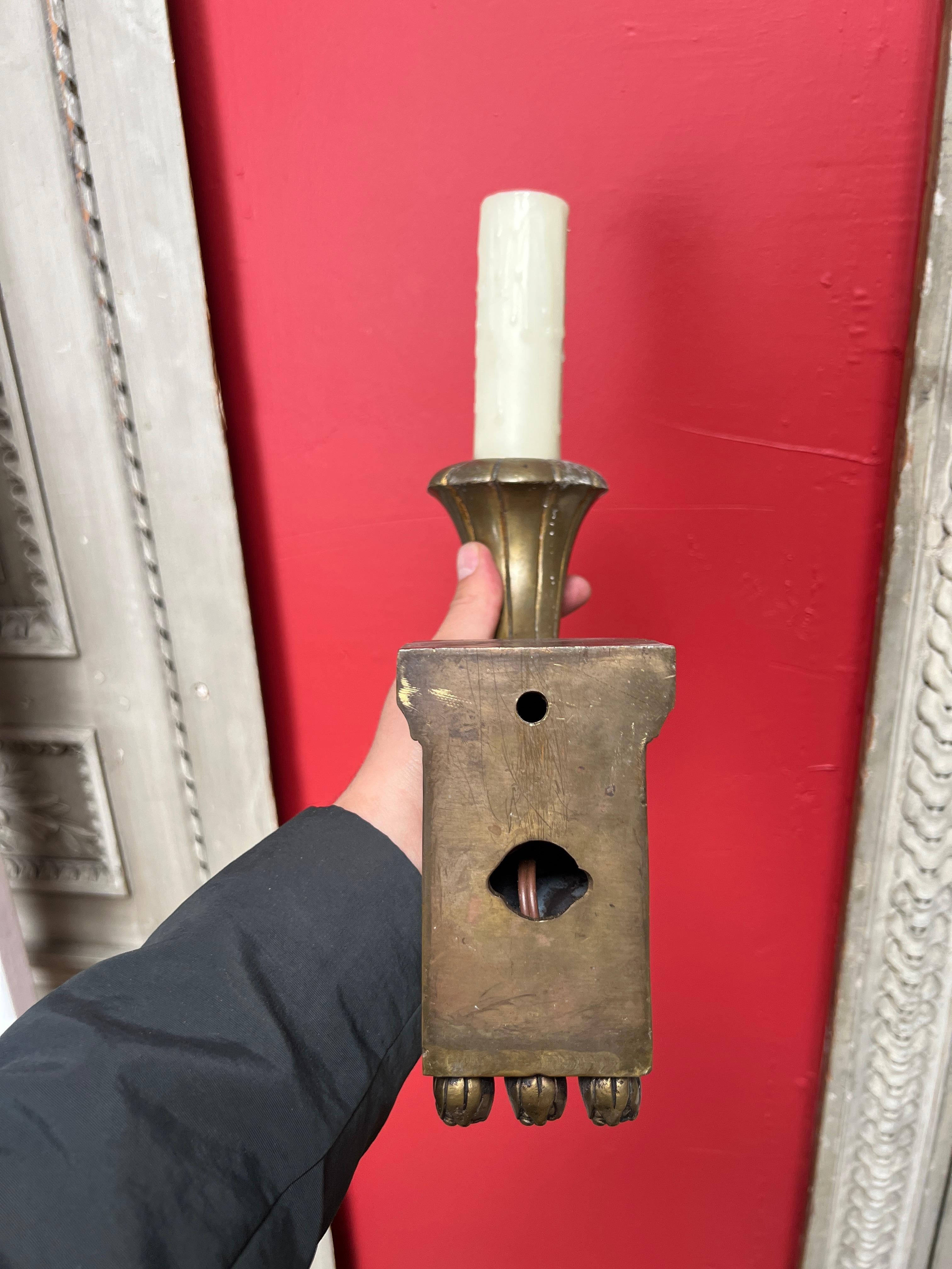 Pair of Brass Single Arm Sconces  For Sale 4
