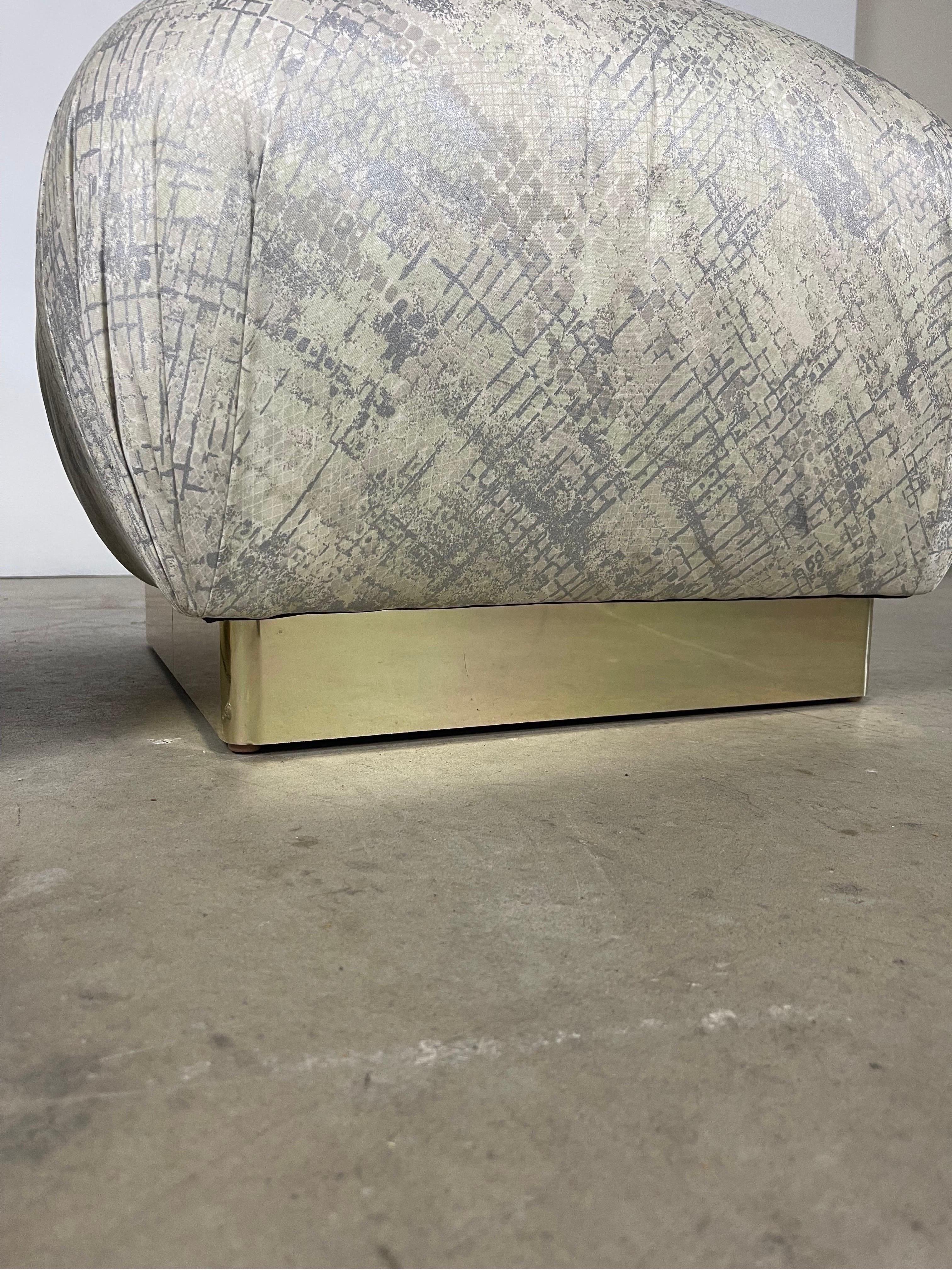 American Pair of Brass Souffle Ottomans by Karl Springer For Sale