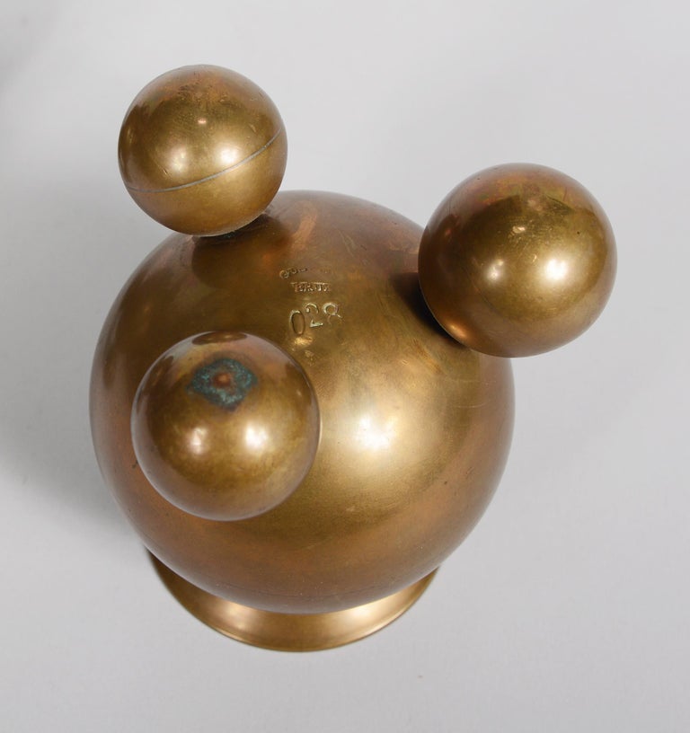 Pair of Brass Sphere Candle Holders by Gusums at 1stDibs