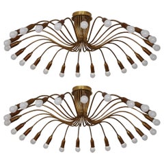 Pair of „Spider" Flush Mounts, Sputnik Chandeliers, Attr. to Sarfatti,  1950s
