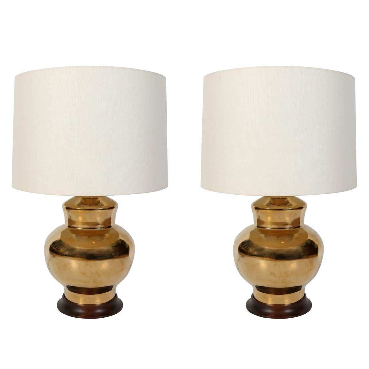 Paire de lampes Spitzmiller Ginger Jar en laiton Bon état - En vente à Locust Valley, NY