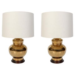 Pair of Brass Spitzmiller Ginger Jar Lamps
