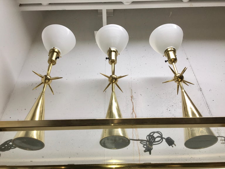 Pair of Brass Sputnik Table Lamps For Sale 7