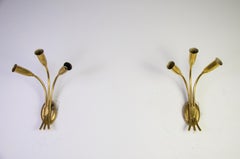 Pair of Brass Sputnik Wall Lamps, Italy, 1960s