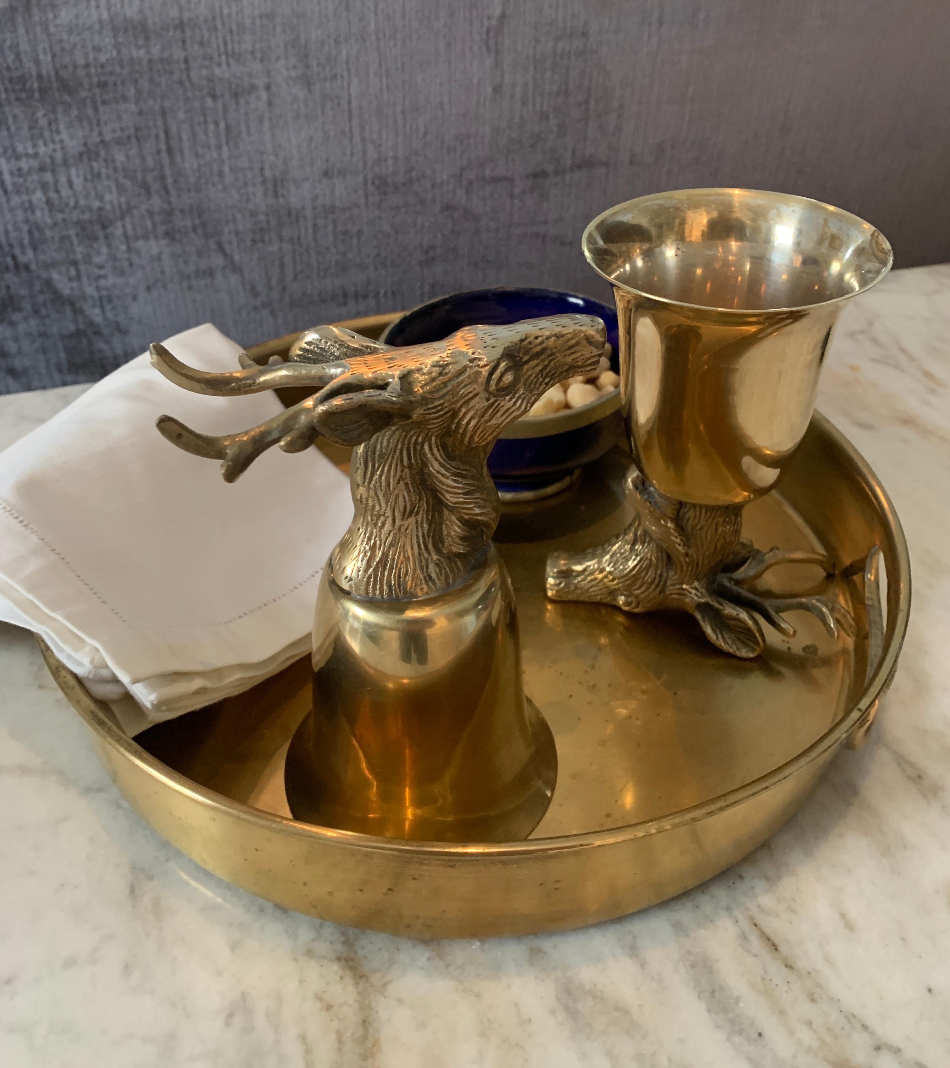 Wonderfully imaginative, the stag cups can be used as cups resting on the horns of the stag, or turned over for display. Perfectly suited for the Ralph Lauren or Rustic Bar - a creative way to present your drinks, a nice conversation starter.