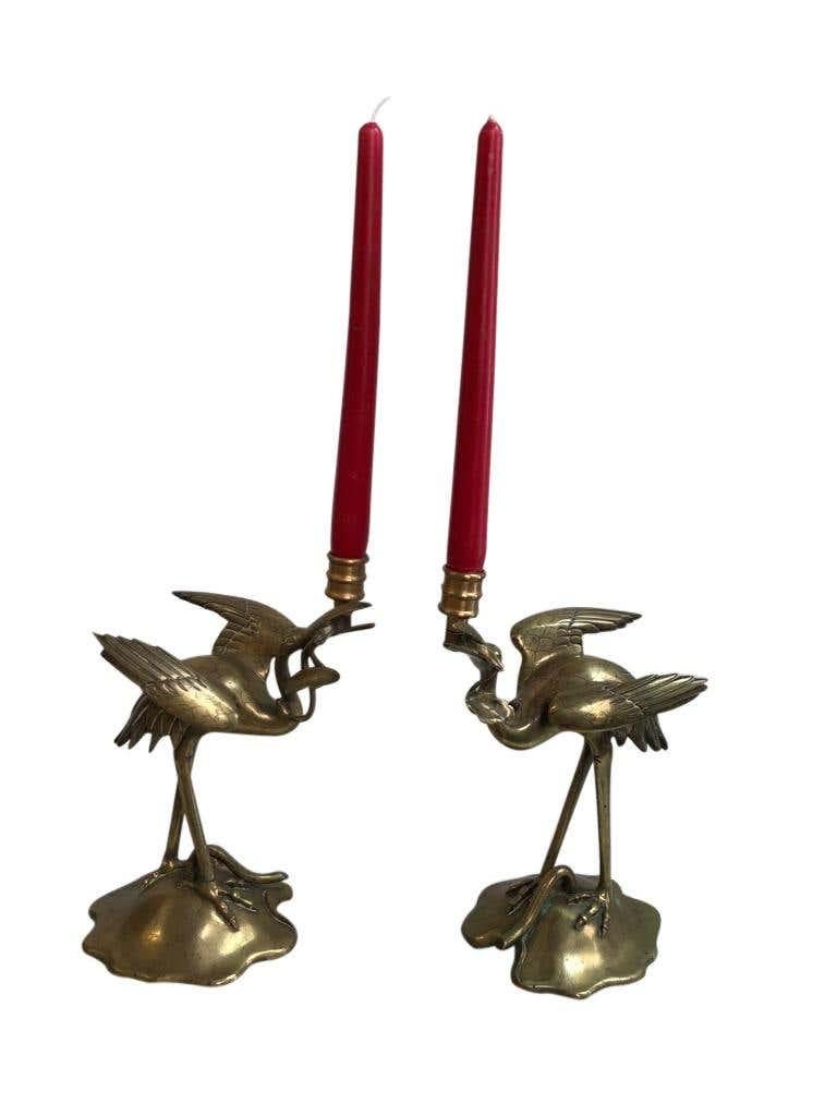 Coppia di candelabri a stelo in ottone, XIX secolo in vendita 9