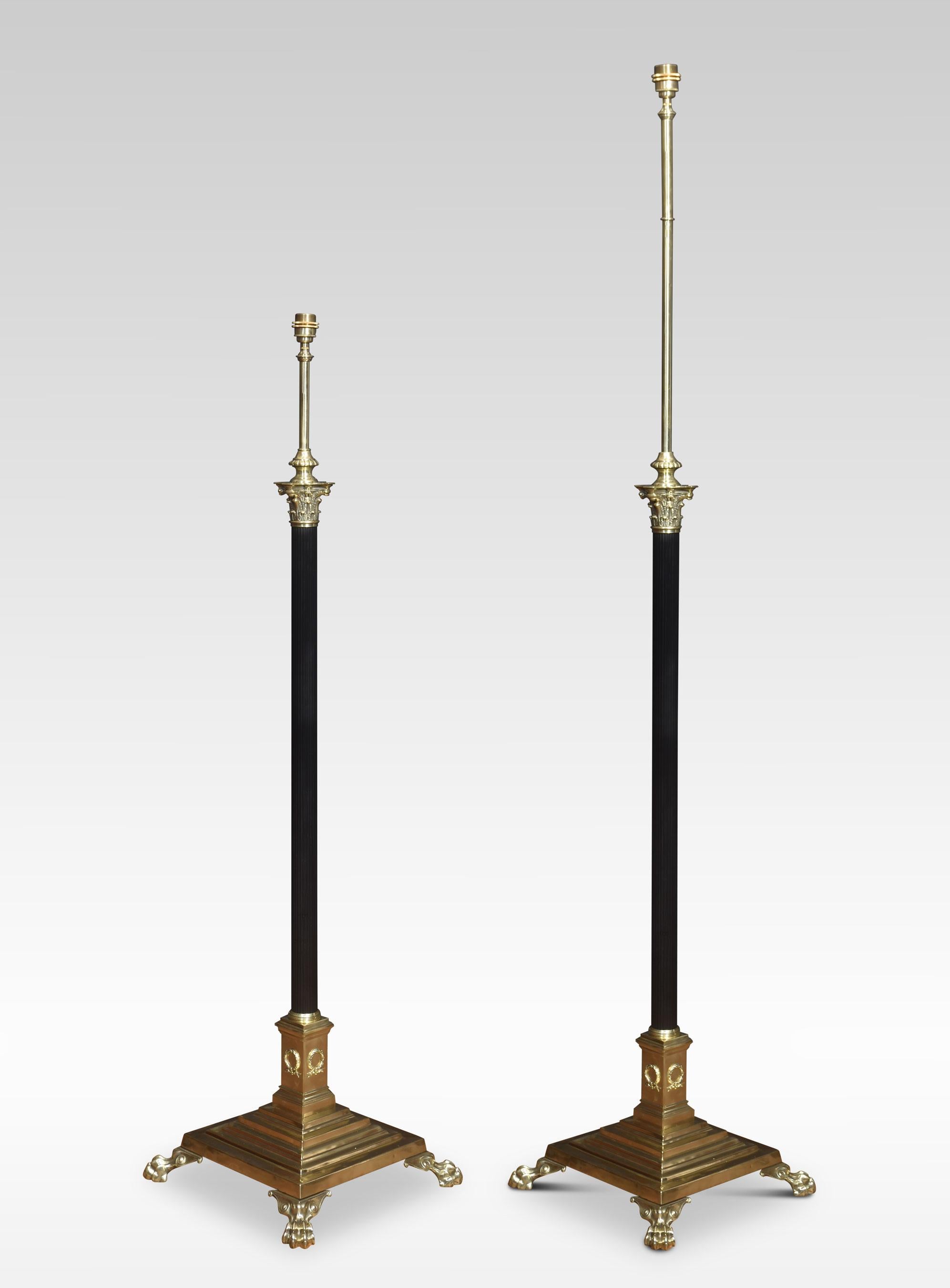 British Pair of Brass standard lamps For Sale