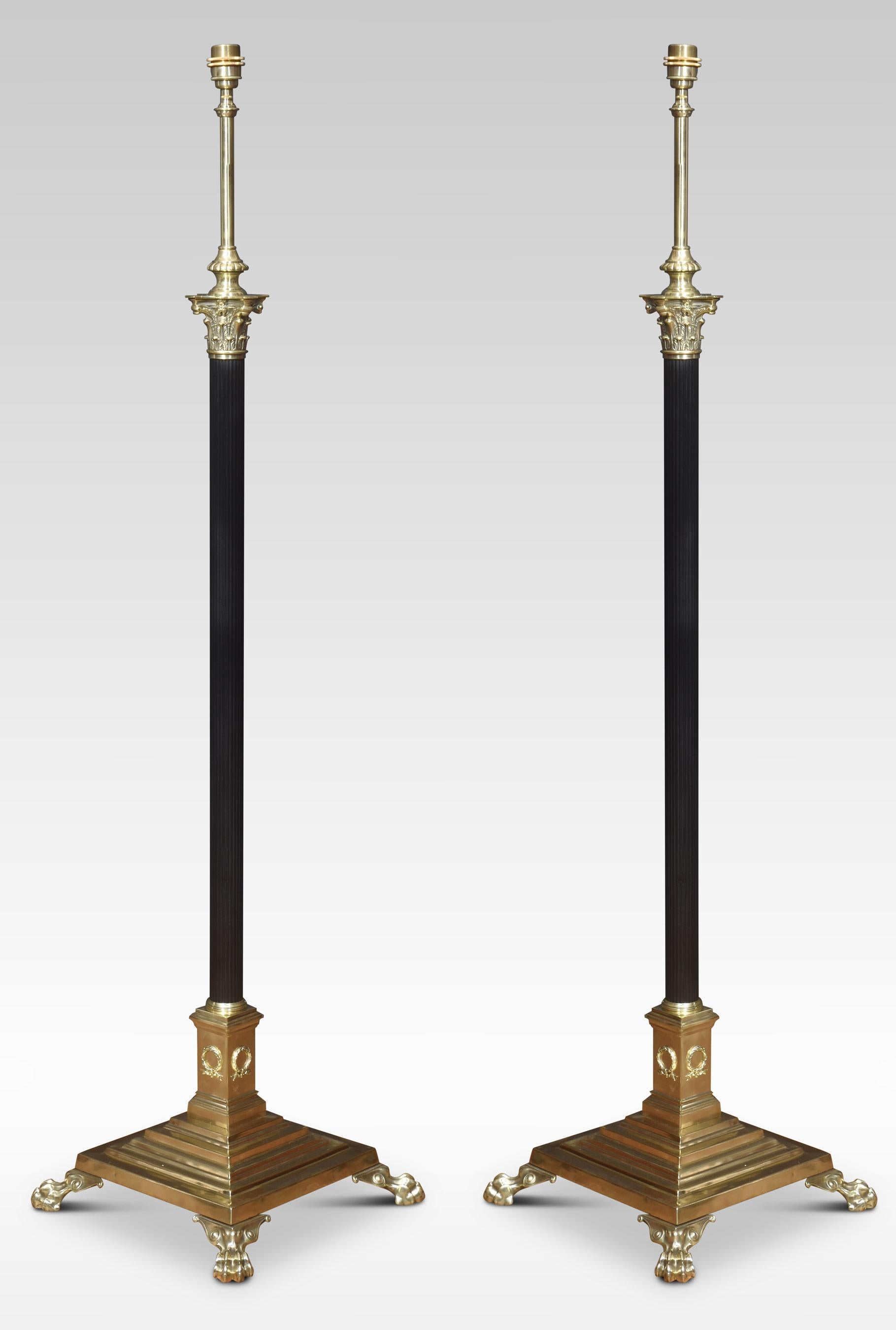Pair of Brass standard lamps For Sale 2