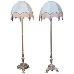 Pair of Brass Standard Lamps