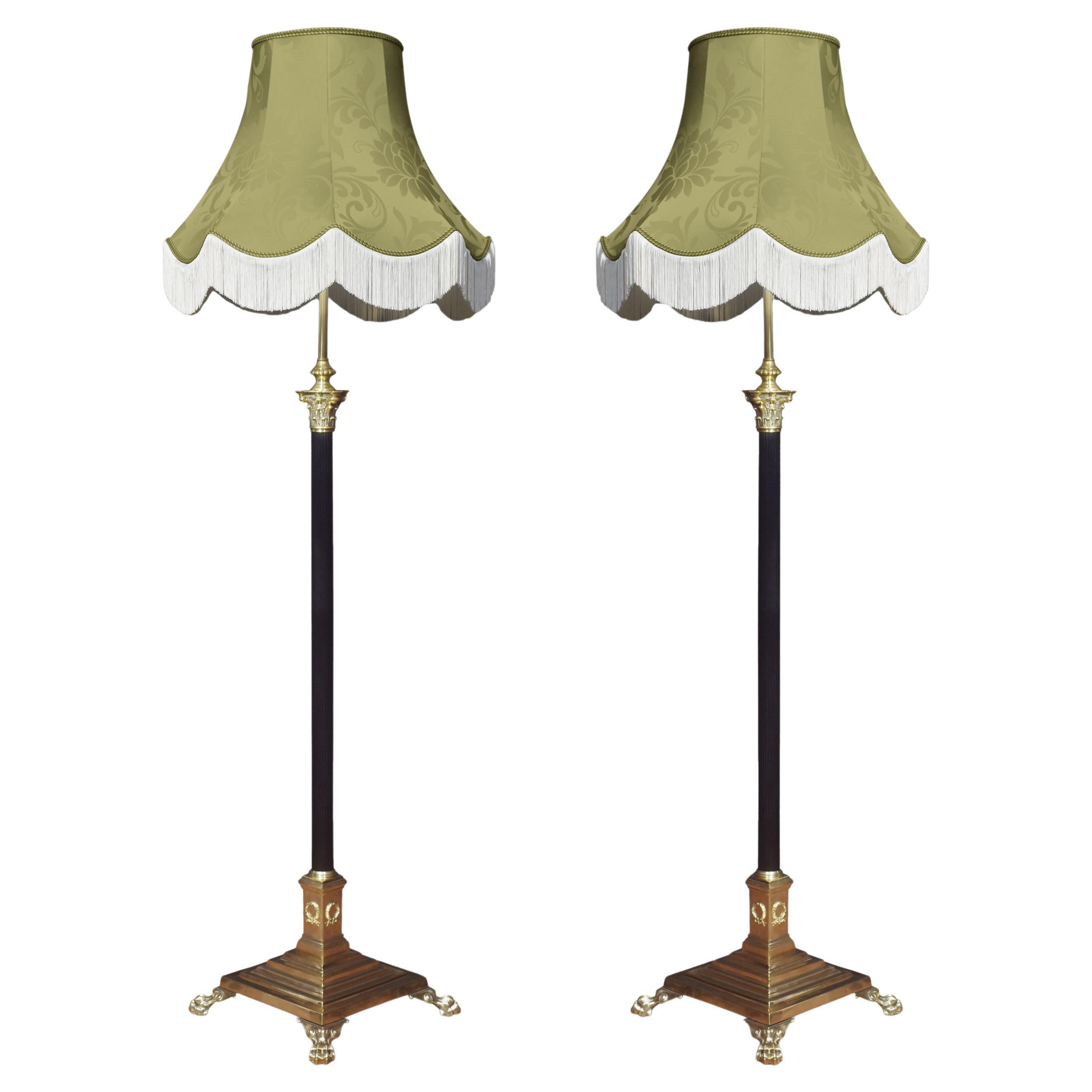 Pair of Brass standard lamps For Sale