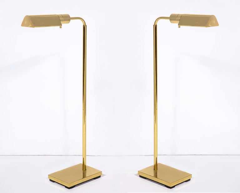 Pair of Brass Standing / Reading Lamps For Sale at 1stDibs